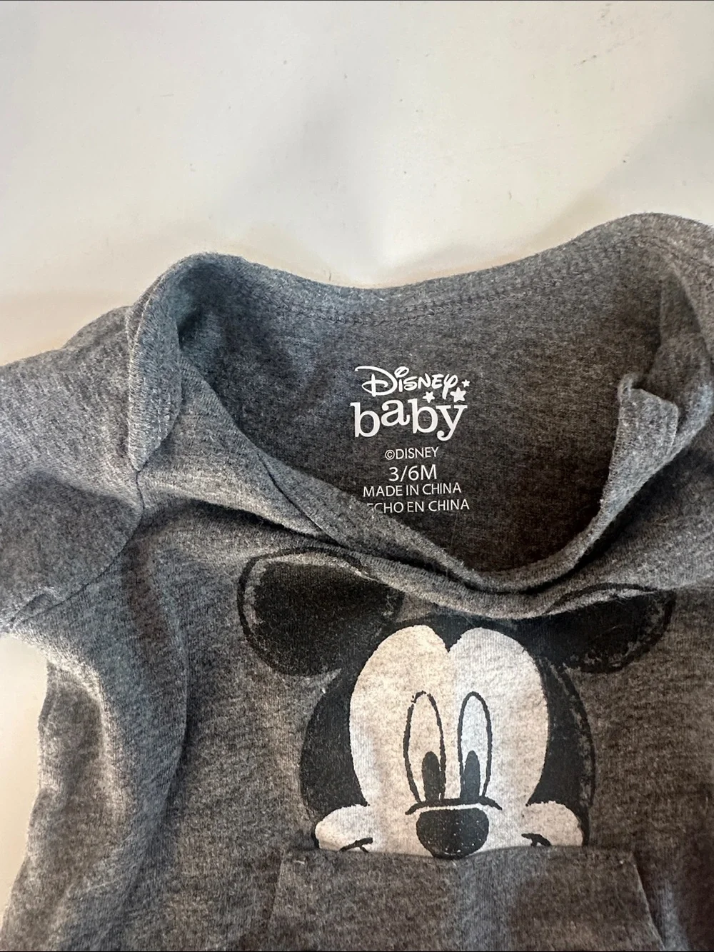 Disney Grey Mickey Mouse Short-Sleeve Bodysuit One-Piece